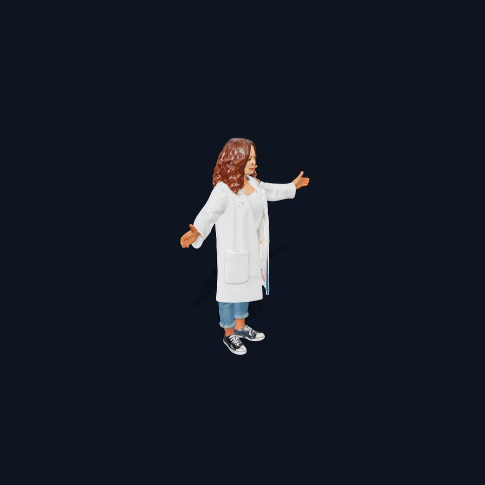Female Scientist Rigged and Animated D Character Model